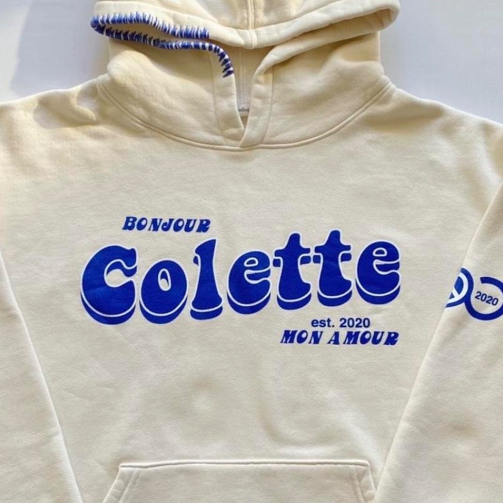 RARE Madhappy x Colette Drop Cream Hoodie with Navy Detail XS Mon Amour Hoodie